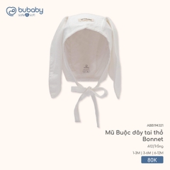 Bu Baby Mũ Buộc dây tai thỏ Bonnet Trắng (1-3M,3-6M)