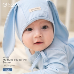 Bu Baby Mũ Buộc dây tai thỏ Bonnet Blue 46 (1-3M,3-6M)