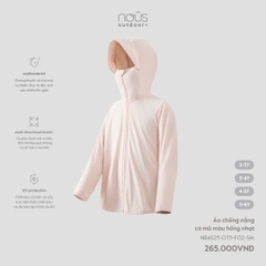 Nous Áo chống nắng có mũ màu hồng nhạt 2,3,4Y