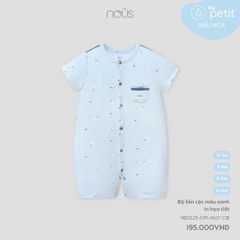 Nous Bộ liền cộc màu xanh in họa tiết 0,3,6,9M