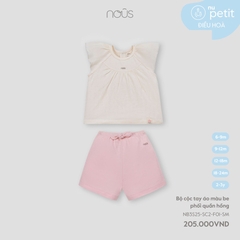Nous Bộ cộc tay áo màu be phối quần hồng 6,9,12,18M,2Y