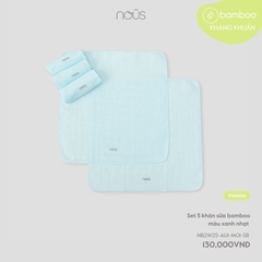 Nous Set 5 khăn sữa bamboo màu xanh nhạt