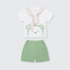 Bộ cộc tay La Pomme Funny Baby - 9,12,18M,3Y Xanh