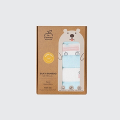 K001 Set 5 Khăn sữa sợi tre lụa La Pomme phối màu (30x30cm) Xanh (thỏ kéo xe)