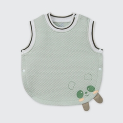 Áo gile La Pomme vạt bầu happy face - 0,3,6,9,12,18M Xanh