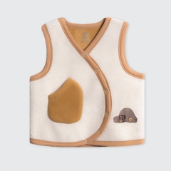 Áo gile La Pomme viền màu happy pola bear - 3,6,9,12,18M,3Y Nâu