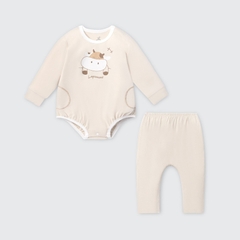 Set body chip dài tay kèm quần La Pomme thế giới vui nhộn - 0,3,6M Be