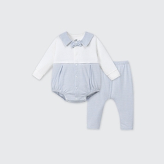 Set body chip dài tay kèm quần La Pomme phối cổ thanh lịch - 0,3,6M Xanh
