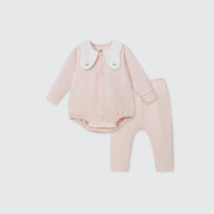 Set body chip dài tay kèm quần La Pomme cánh bướm đáng yêu - 0,3,6M Hồng
