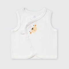 Áo gile La Pomme cúc lệch mùa ấm ghé thăm - 0,3,6,9M Trắng