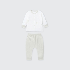 Bộ dài tay cúc thẳng La Pomme họa tiết nhí cách điệu - Newborn,0,3M Be