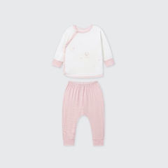 Bộ dài tay cúc lệch La Pomme họa tiết nhí cách điệu - Newborn,0,3M Hồng