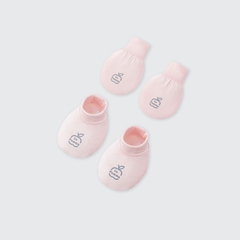 Set bao tay bao chân La Pomme họa tiết nhí cách điệu - Hồng