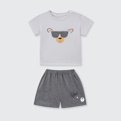 Bộ cộc tay La Pomme Bác gấu cool ngầu - 6,9,12,18M,3Y Ghi