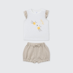 Bộ sát nách La Pomme mèo vương miện - 3,6,9,12,18M Trắng