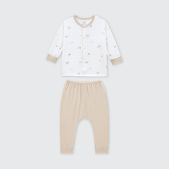 Bộ dài tay La Pomme cúc thẳng Họa tiết bé xinh - Newborn,0M,3M Be