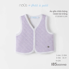Áo gile Nous chần bông violet kẻ trắng (3M, 6M, 9M, 12M, 18M)