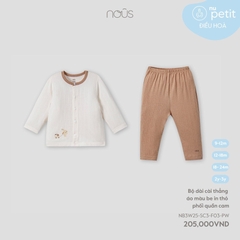 Nous Bộ dài cài thẳng áo màu be in thỏ phối quần cam 9,12,18M,2Y