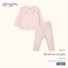 Bu Baby Bộ dài tay cài giữa Hồng (3-6M)