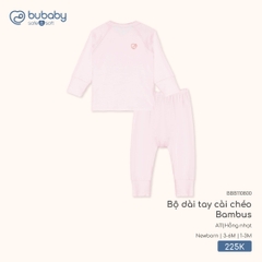 Bu Baby Bộ dài tay cài chéo Bambus Hồng nhạt (Newborn,1-3M,3-6M)