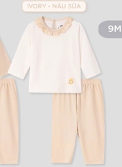 Lullaby Bộ bé gái dài tay NH452N - Ivory-Nâu sữa - 12,18,24M,3Y,4YM