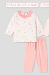 Lullaby Bộ bé gái dài tay NH452N - Trắng in-Hồng đậm - 12,18,24M,3Y,4YM