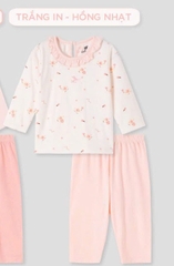 Lullaby Bộ bé gái dài tay NH452N - Trắng in-Hồng nhạt - 12,18,24M,3Y,4YM
