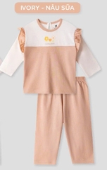 Lullaby Bộ bé gái dài tay NH497N - Ivory-Nâu sữa - 12,18,24M,3Y,4YM