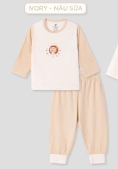 Lullaby Bộ bé trai dài tay NH451N - Ivory-Nâu sữa - 12,18,24M,3Y,4YM