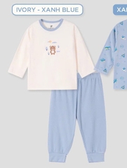 Lullaby Bộ bé trai dài tay NH451N - Ivory-Xanh blue - 12,18,24M,3Y,4YM