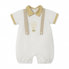 Bộ body liền cộc tay La Pomme cổ đức Khinh khí cầu - 9,12,18M Trắng (vàng)