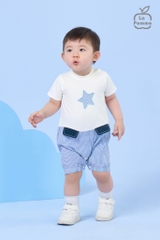 Bộ body liền cộc tay La Pomme in hoạ tiết - 3,6M Xanh