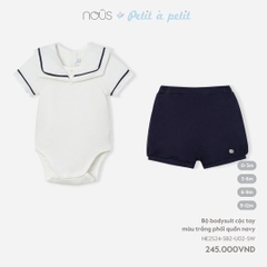 Nous - Bộ bodysuit cộc tay màu trắng phối quần navy  (0M-9M)