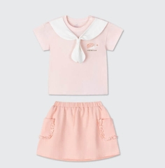 Bộ cộc tay La Pomme Ánh nắng nhỏ - 3,4,5Y Hồng