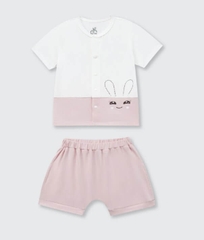 Bộ cộc tay La Pomme Bạn nhỏ dễ thương - 3,6,9,12M Hồng