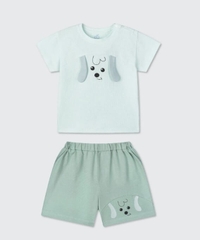 Bộ cộc tay La Pomme Chơi cùng bé con - 3,4,5Y Xanh