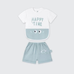 Bộ cộc tay La Pomme Happy time - 6,9,12,18M Xanh