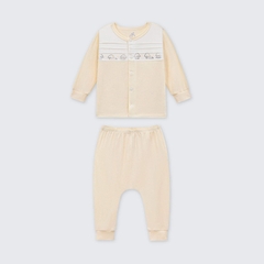 Bộ dài tay cúc giữa La Pomme cừu bông năng động - Newborn,0,3 Be