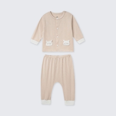 Bộ dài tay cúc giữa La Pomme Gấu con ngộ nghĩnh - Newborn,0,3M Be
