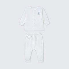 Bộ dài tay cúc giữa La Pomme Người bạn êm mềm - Newborn,0,3M Trắng