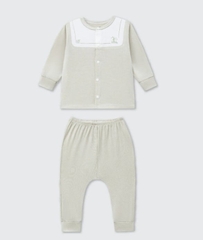 Bộ dài tay cúc giữa La Pomme phối cổ ngọt ngào - Newborn,0,3M Be