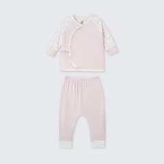 Bộ dài tay cúc lệch La Pomme phối họa tiết dễ thương - Newborn,0,3M Hồng