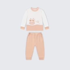 Bộ dài tay La Pomme cô hà mã phơi nắng - 6,9,12,18M,3Y Trắng