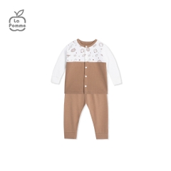 Bộ Dài Tay La Pomme Cúc Giữa Fun Galaxy - Newborn, 0,3M Nâu