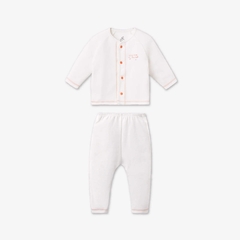 Bộ dài tay La Pomme cúc giữa phối màu Trắng Cam (Newborn, 0M, 3M)
