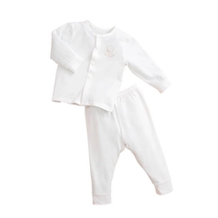 Bộ Dài Tay La Pomme Cúc Giữa Puppy Trắng (Newborn, 0M, 3M)