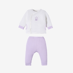 Bộ dài tay La Pomme cúc lệch Bonjour - Newborn, 0,3M Tím