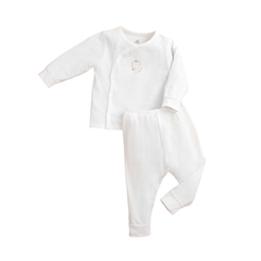 Bộ Dài Tay La Pomme Cúc lệch Puppy Trắng (Newborn, 0M, 3M)