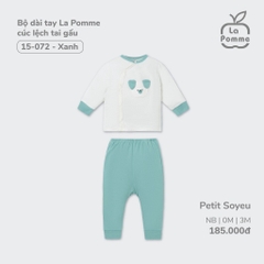 Bộ dài tay La Pomme cúc lệch tai gấu - 3M Xanh