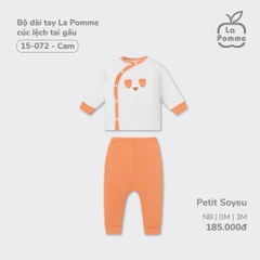 Bộ dài tay La Pomme cúc lệch tai gấu - Newborn, 0,3M Cam